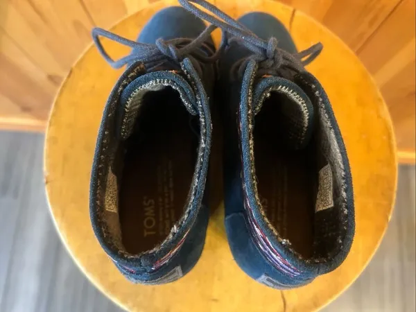 Toms Blue Suede Lace-Up Wedge Bootie Shoes Women's Size 6 - Image 5