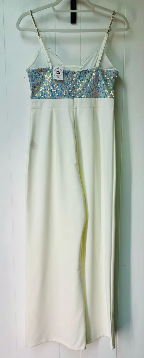 Boutique White and iridescent sequin jumpsuit - Image 10