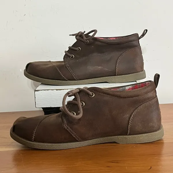 BOBS by‎ Skechers Womens Brown Chukka Boots Plaid Lined Memory Foam Size 7.5 - Image 2