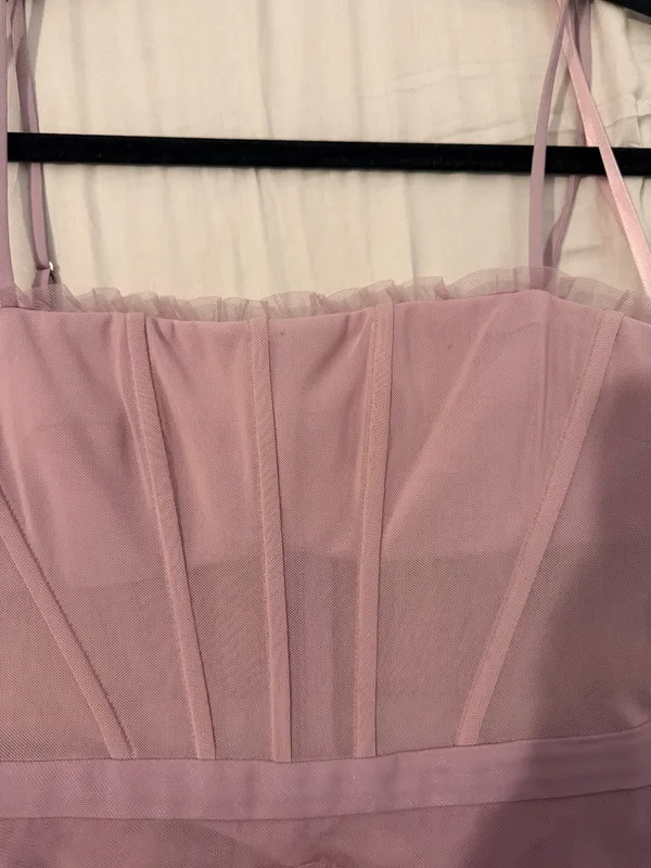 BCBGMAXAZRIA Corset Tulle Gown in Pink Tint - Image 4