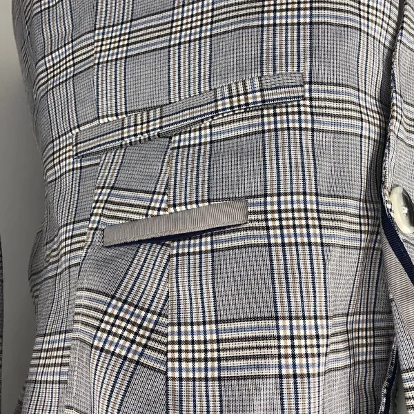 Ecru long sleeve plaid one button small blazer - Image 3