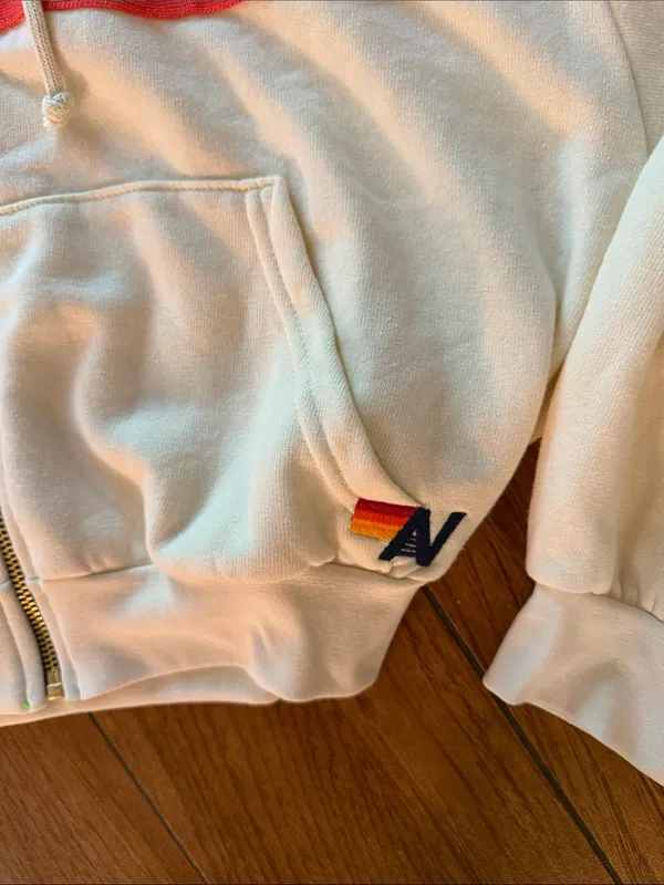 Aviator Nation 5 STRIPE CROPPED ZIP HOODIE- size Medium - Image 4
