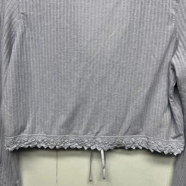 Free People Linen Blend Bohemian Cropped Lavender Women's Boxy Top Size Large - Image 8