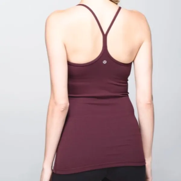 LULULEMON Power Y Tank Luon Bordeaux Drama Maroon Tank Size 10 - Image 4