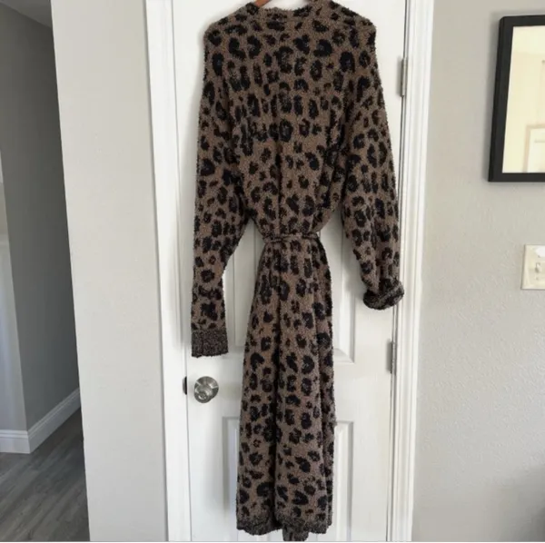 SKIMS Leopard Cozy Knit Long Robe M - Image 3
