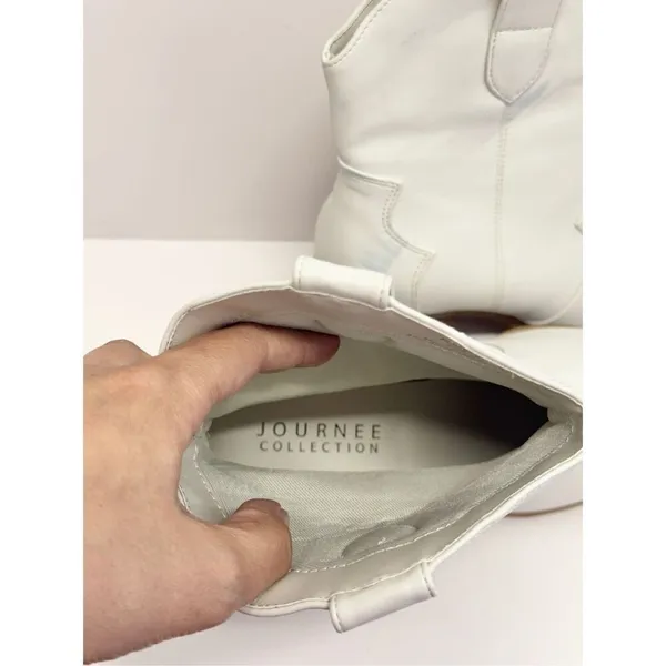 Journee Collection Western Booties Size‎ 9 White Pointed Toe Block Heel - Image 9