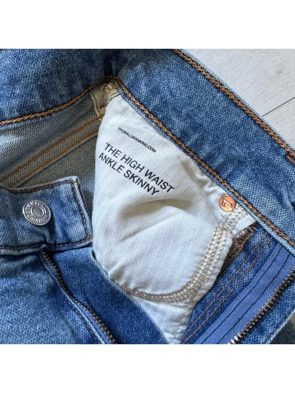 Anthropologie 7 For All Mankind Cotton High Waist Light Wash Ankle Skinny- 24 - Image 7