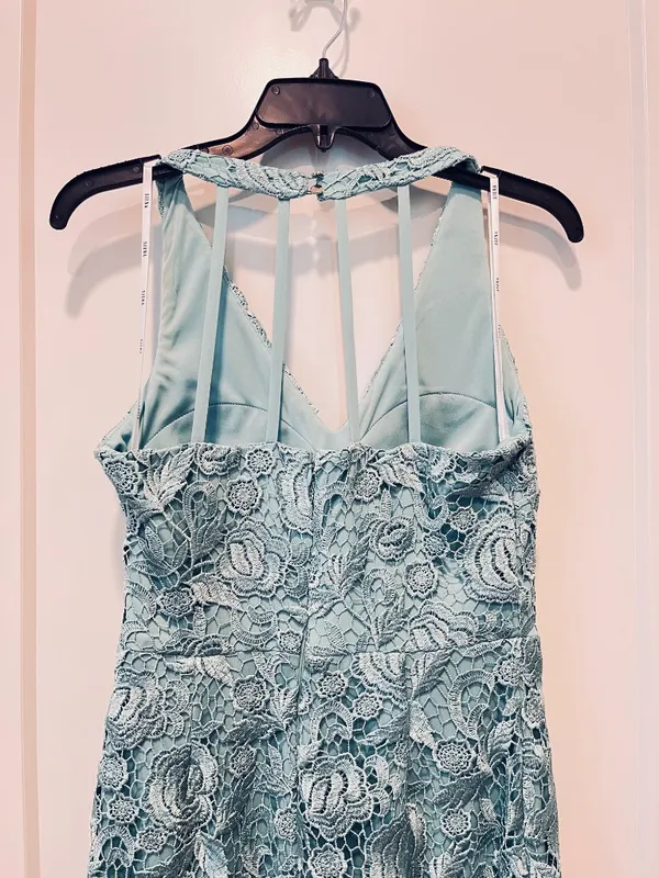 Siena Women's Sleeveless Halter V-Neck Floral Lace Sheer Trim Midi Dress SZ4 - Image 6