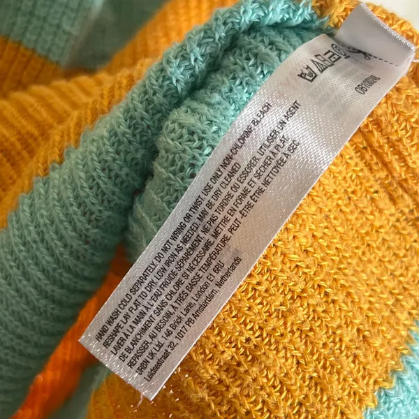 Free People Beach Malibu Surf Sweater Icelandic Poppy Orange Teal Striped Small - Image 5
