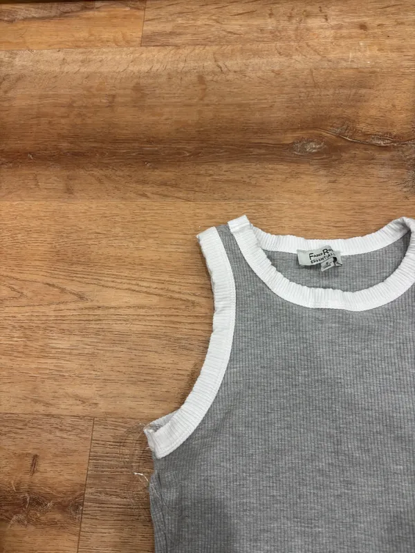 Faded rose grey and white tank top - Image 2