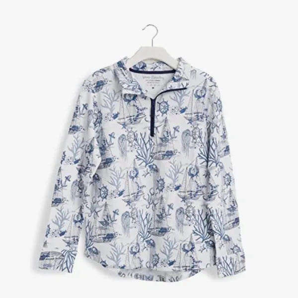 Vera Bradley‎ 3/4 zip shirt nautical blue white small - Image 3