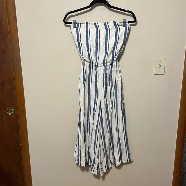 Alice + Olivia‎ Lucie Strapless Wide-Leg Linen Jumpsuit Size 2 - Image 3