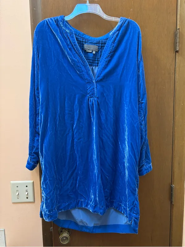 Anthropologie Meloday Blue Velvet Tunic Dress - Image 2