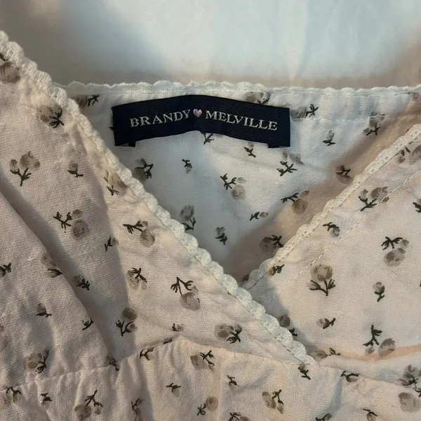 Brandy Melville Floral White Spaghetti Strap Top - Image 2