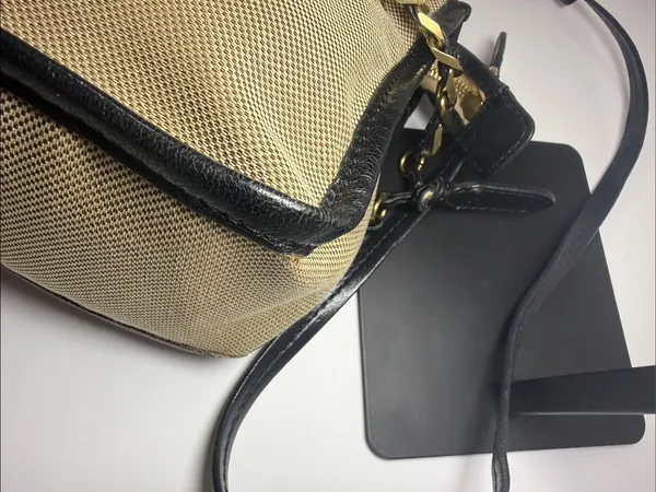 Chloé Canvas & Black Leather Satchel Crossbody Bag Gold Hardware - Image 9