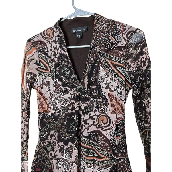 Vintage INC International Concepts Y2K Long Sleeve‎ Paisley Top Size S - Image 2