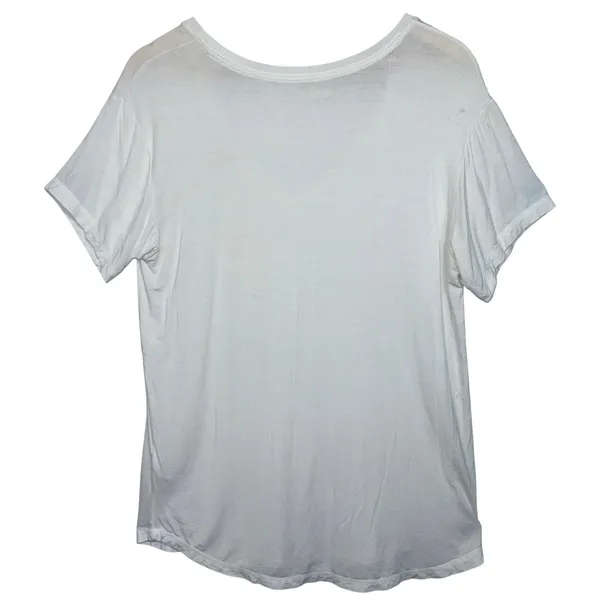 Abercrombie & Fitch Soft AF Drapey White Knit V-Neck Short Sleeve T-Shirt Size L - Image 2