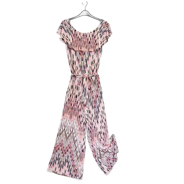 Clara Sun Woo Ruffle Off‎ Shoulder Pocket Jumpsuit - Boho Weave NWT L - Image 3