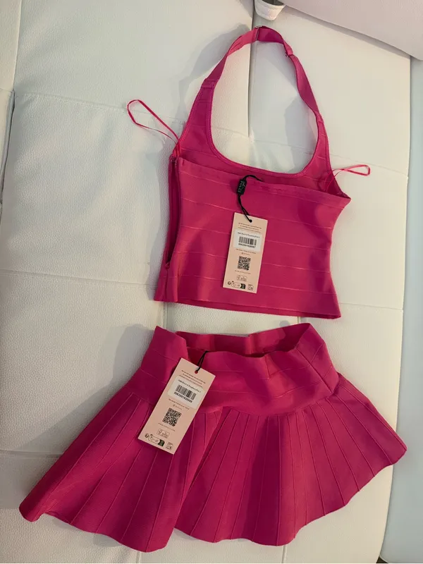 Oh Polly Bandage Skirt Set in Raspberry - Image 8