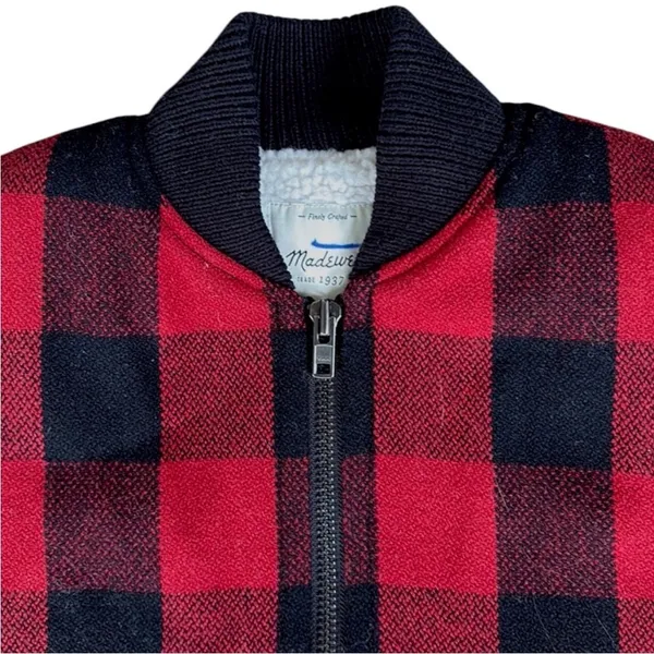 EUC Madewell Buffalo Plaid Sherpa Lined Zip Front Vest Size XS - Image 5