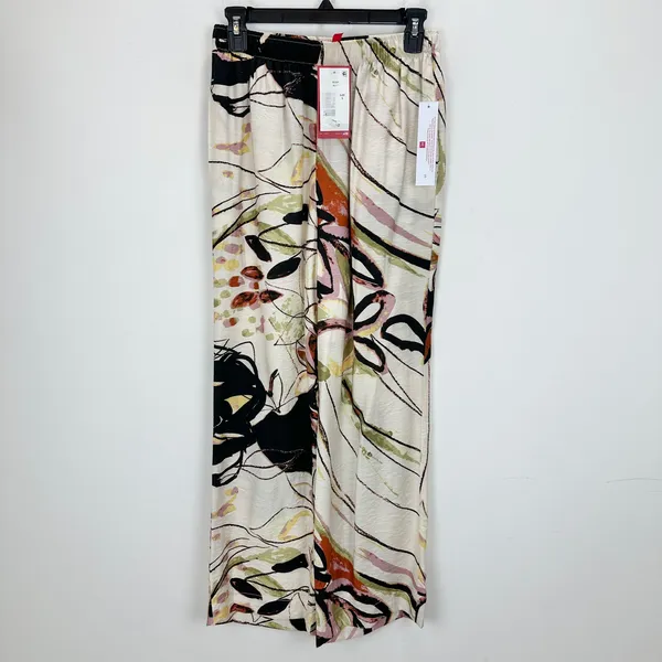 IC Collection Printed Pants Wide Leg Pull On Resort Flower Watercolor Small NWT - Image 4