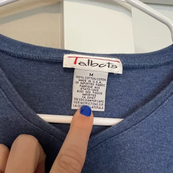 Talbots Blue Short Sleeve Tee Casual Cotton Blend - Image 2