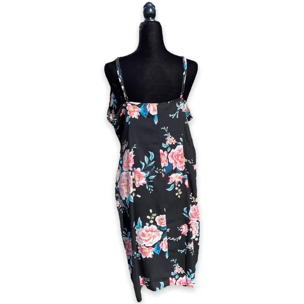 Forever 21 Womens‎ Dress Size 1X Spaghetti Strap Black Floral Wrap Style - Image 4