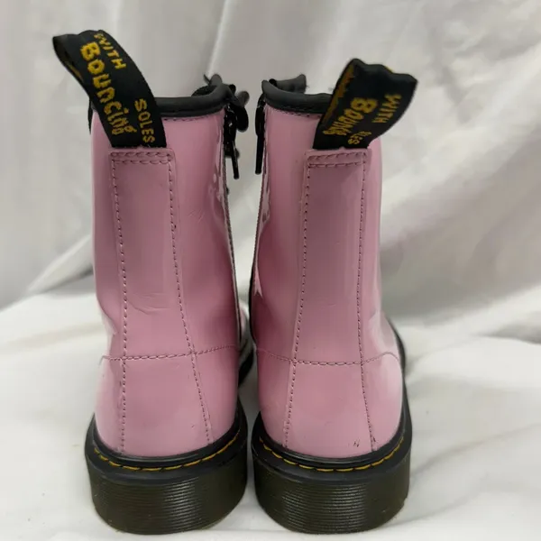 Dr. Martens Women's Sz 7 1460 Pink‎ Patent Leather Side Zip Combat Lace Up Boots - Image 5