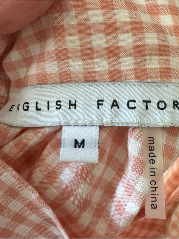 English Factory -Pink Gingham Tiered Babydoll Dress Size M - Image 7