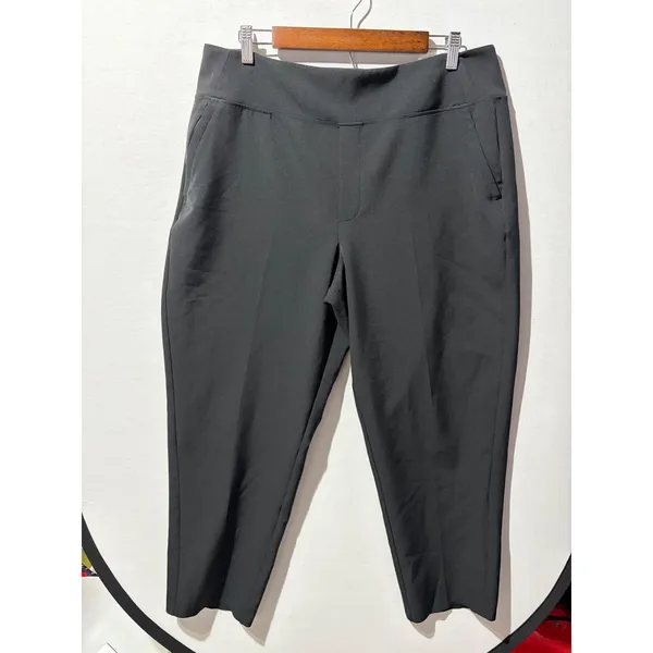 Athleta Black Wide Leg Cropped Pants Women's Size‎ 16 Elastic Waist - Image 2