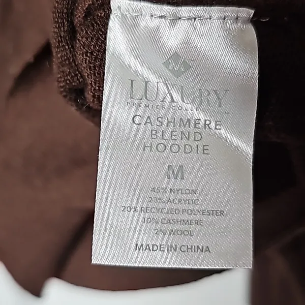 Cashmere Blend brown super soft pull over hooded hoodie sz Medium - Image 5