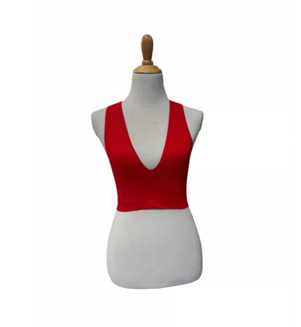 Out from Under UO red M Hailey plunge neck cropped tank - Image 3