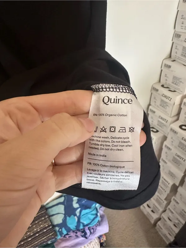 NWT Quince 100% Organic Cotton Slub Crewneck Tee black medium - Image 3
