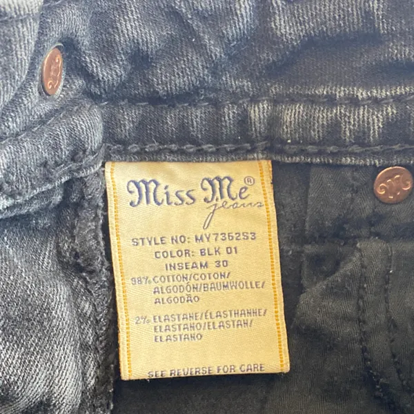 Miss Me Skinny Jeans Style no: MY736253 Color: BLK 01‎ Inseam 30 - Image 7