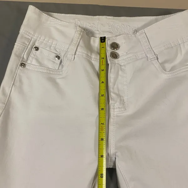 Puzzle Jeans Womens White Skinny Denim Pants Double Button‎ Mid Rise 27x29.5 - Image 4