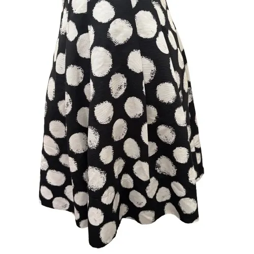 Eliza J Polka Dot Fit Flare Dress Sleeveless Black‎ White Retro Pinup Size 4 - Image 3