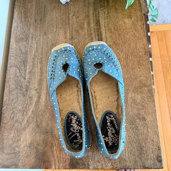 Sam Edelman Liam Espadrille‎ Flats Womens 8 Blue Leather Studded Boho Slip On - Image 4