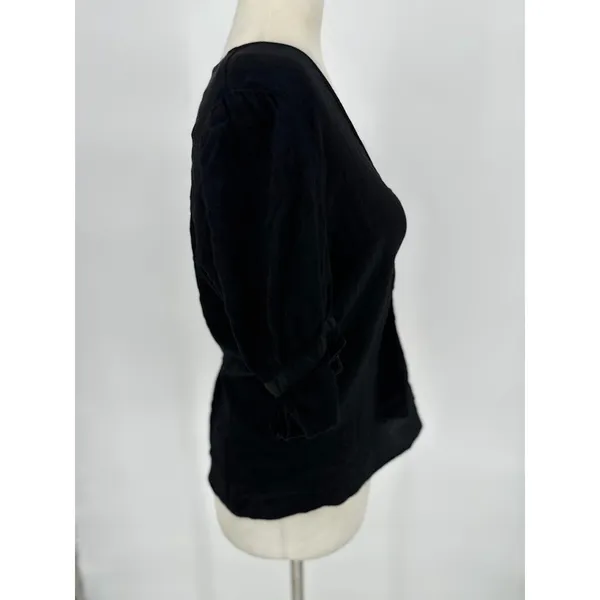 Madewell Top 10 Black Button Short Sleeve Ruffle Neutral Basic‎ Whimsigoth - Image 5