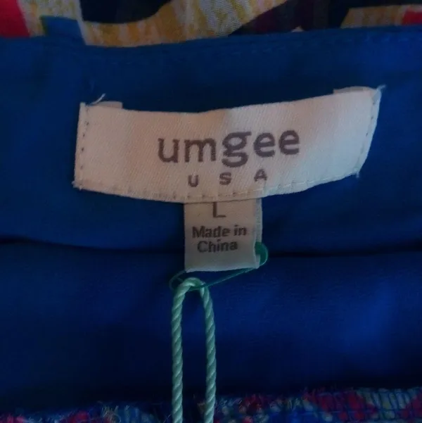 Umgee L Geo Patterned Peasant Top in Bright Blue Orange Yellow - Image 4