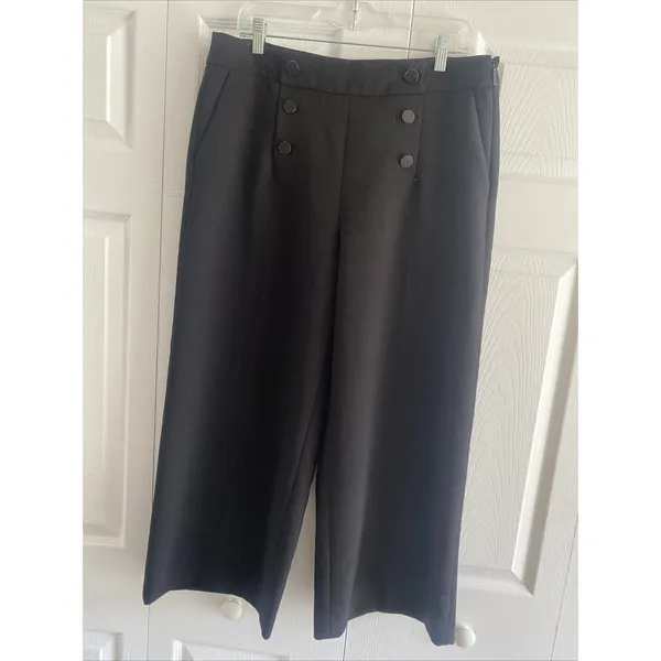 Karl‎ Lagerfeld Black Wide Leg Sailor Pants Size 12 Career - Image 2