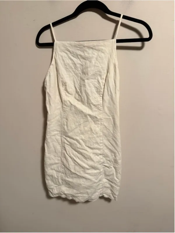 Abercrombie & Fitch Linen Blend Mini Dress Cream Beige- Size Small - Image 2