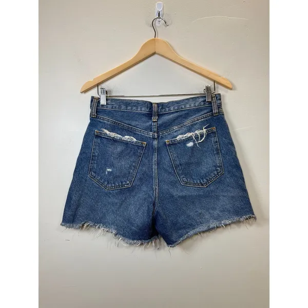 Abercrombie & Fitch Denim Shorts Women 27 Blue High Rise Distressed 8 - Image 2