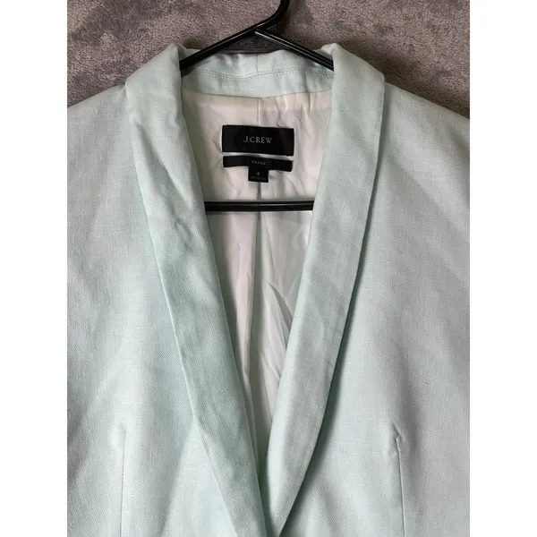 J.Crew Parke Blazer Mint Green Linen Blend Single Button Coastal Preppy Womens 4 - Image 2