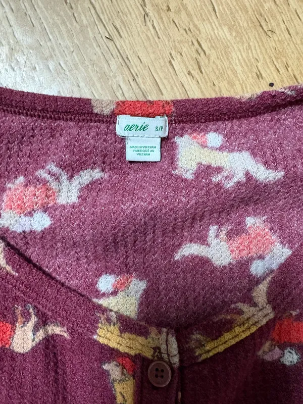 Aerie Long Sleeve & Long Pants Waffle Style Pajama Set - Size Small (both) - Image 3