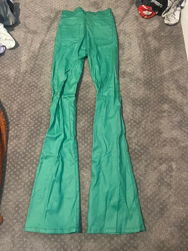Faux Leather Flare Pants - Image 2