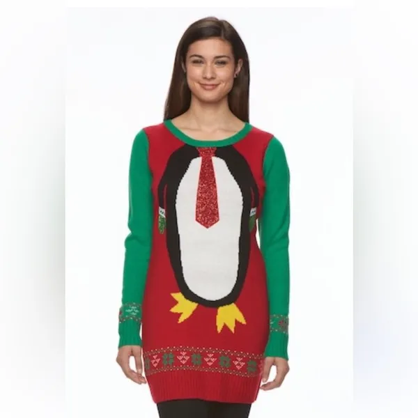 UNITED STATES SWEATERS Penguin Holiday Christmas Xmas‎ Tunic Sweater Women L - Image 2