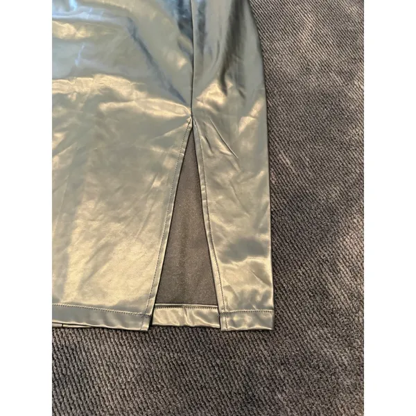 NWT Cupshe Black Faux Leather Pencil Skirt Size Small High Waist Midi Slit‎ - Image 4