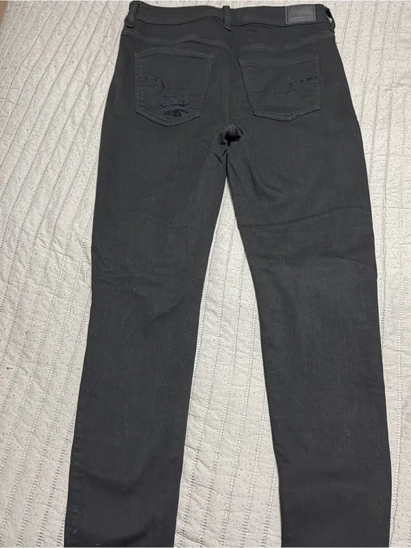 American Eagle Next Level Stretch High Rise Button Fly Distressed Skinny Jeans 8 - Image 3