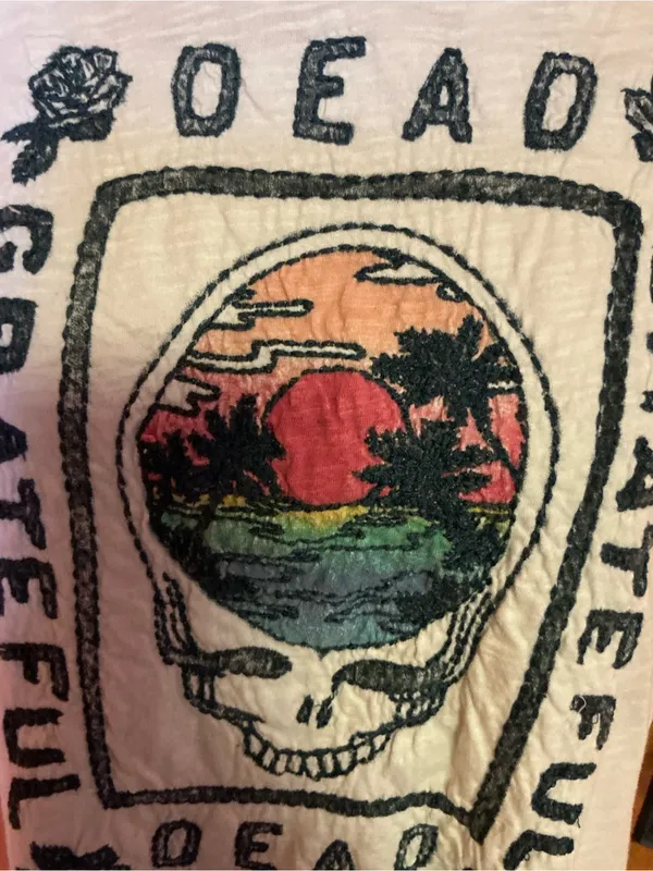 Grateful Dead Lucky Brand Embroidered Steal Your Face T Shirt Medium Cotton - Image 7