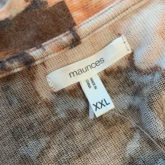 Maurices Womens XXL Brown Tan Tie‎ Dye Open Front Knit Cardigan Sweater Pockets - Image 3